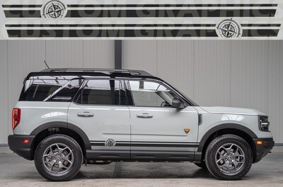 2x Side door vinyl decal sticker Compatible with Ford Bronco Sport