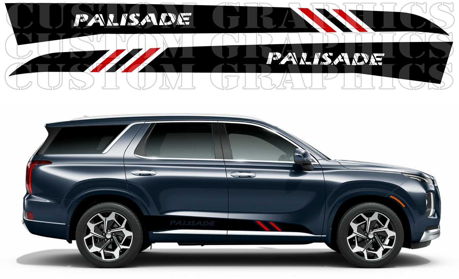 2X Side door stripe vinyl decal graphic sticker Kit Compatible with Palisade SUV
