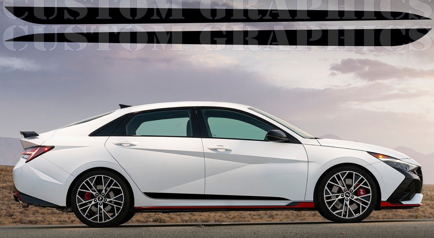 Pair of Sport Side Stripes Decal Sticker Vinyl Compatible with Elantra N 2022
