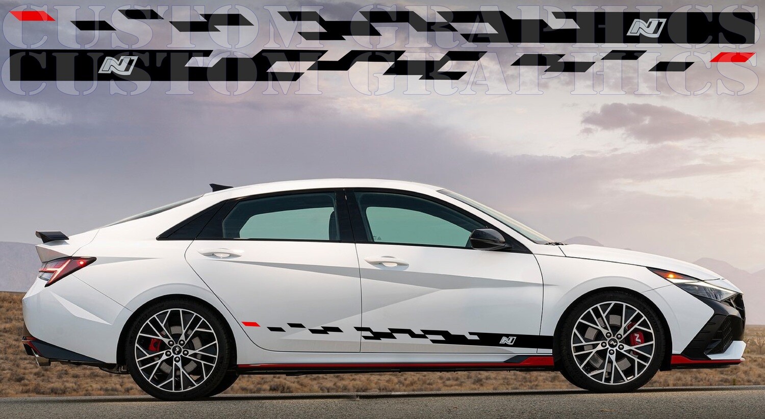 2X Side door stripe vinyl decal graphic Compatible with Elantra N 2022