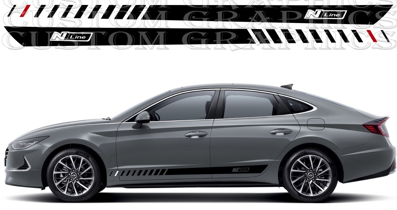 Set of Racing Side Stripes Decal Compatible with Sonata N Line
