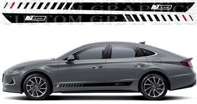 Set of Racing Side Stripes Decal Compatible with Sonata N Line
