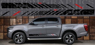 2X Side door stripe vinyl decal graphic sticker Kit Compatible with BT-50