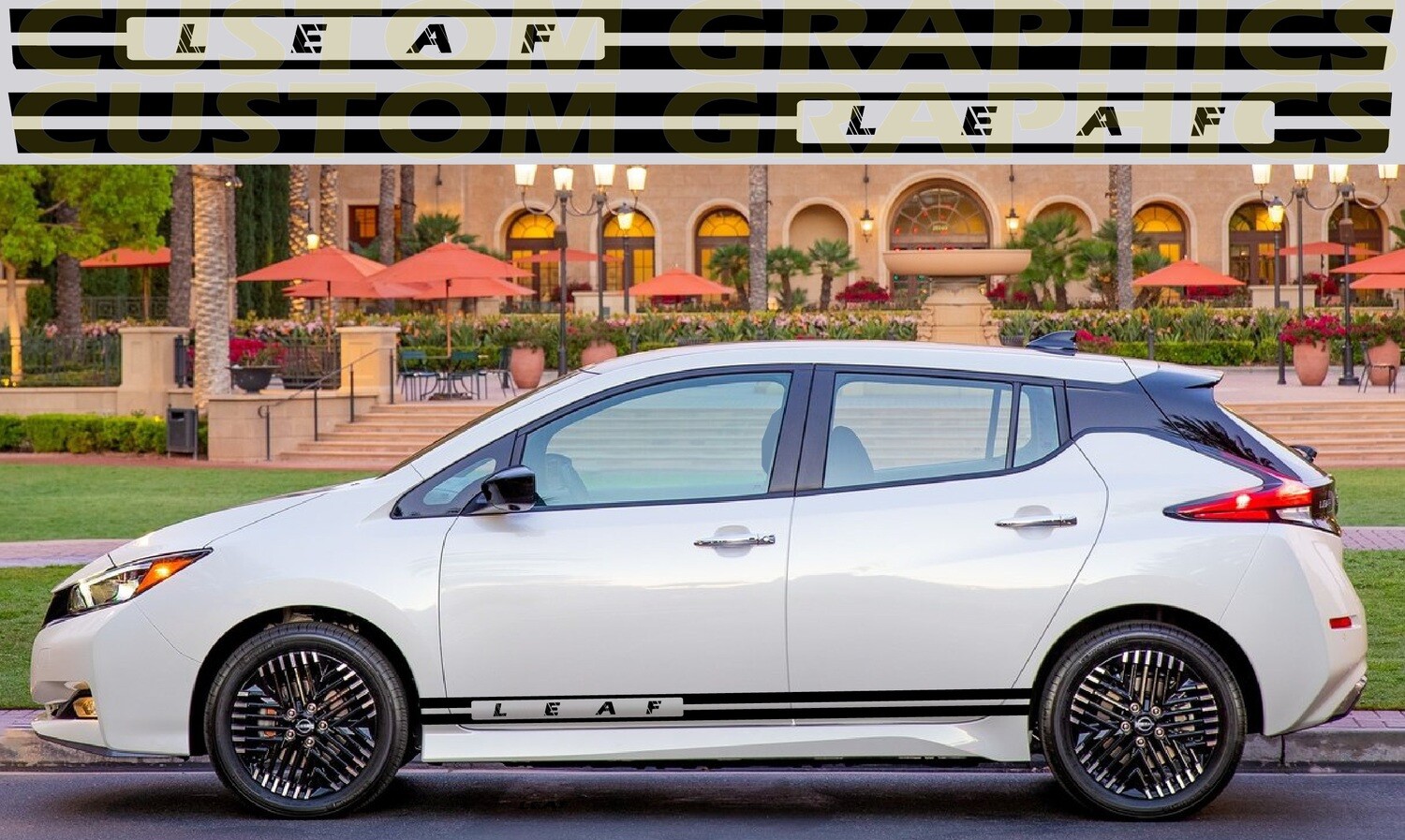 2x Decal Graphic Sticker Door Sport Stripe Kit Compatible with Leaf 2023