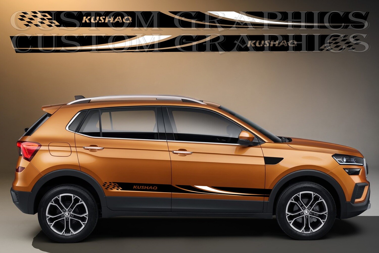 Custom Auto Vinyl Graphics Compatible with Kushaq 2022
