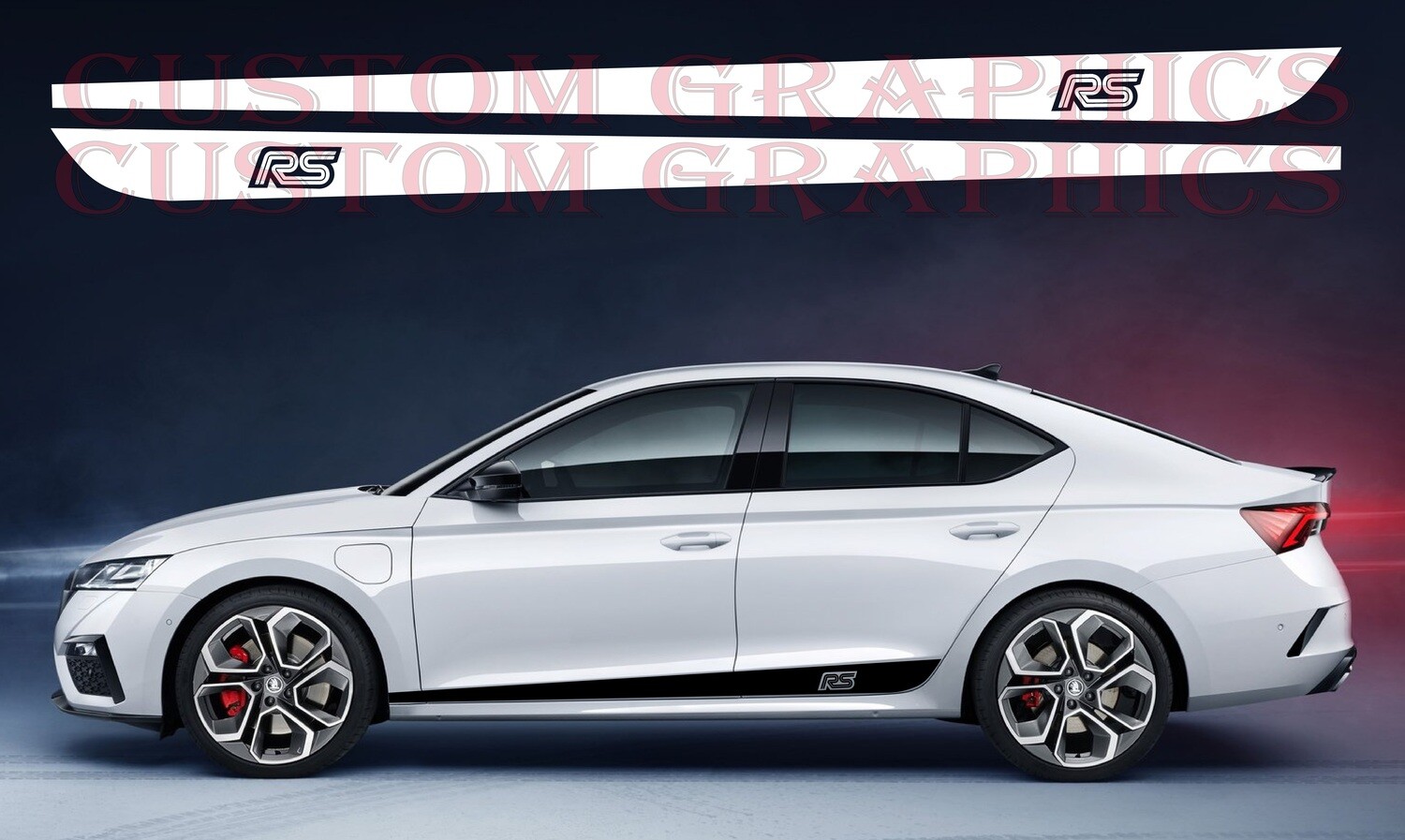 2x Side Door Stripe Custom kit Stickers Set Kit Compatible with Octavia RS 2020