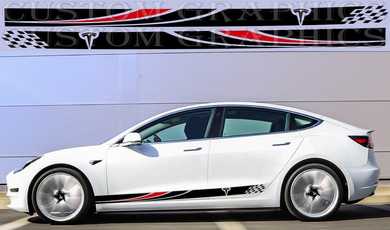 Side Stripe Decal Graphic Sticker Kit Compatible with Model 3
