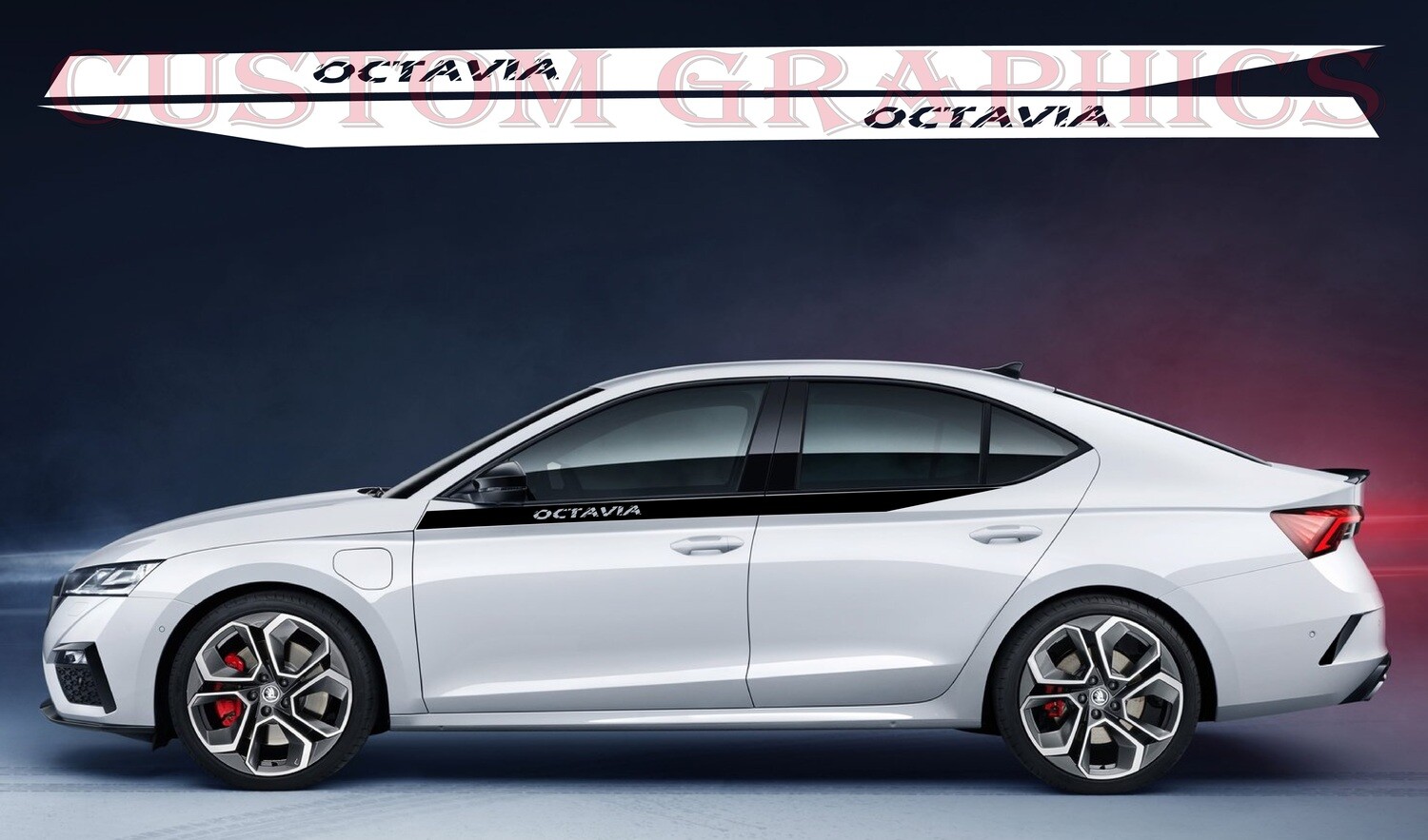 Decal Graphic Sticker Door Sport Stripe Kit Compatible with Octavia RS 2020