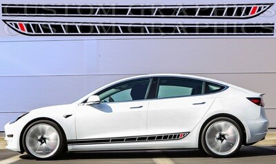 2X Side door stripe vinyl decal graphic sticker Kit Compatible with Model 3