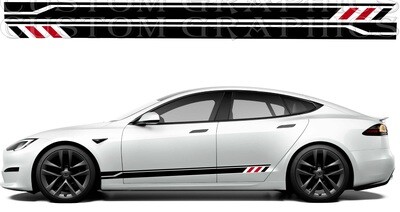Decal Graphic Sticker Door Sport Stripe Kit Compatible with Model S