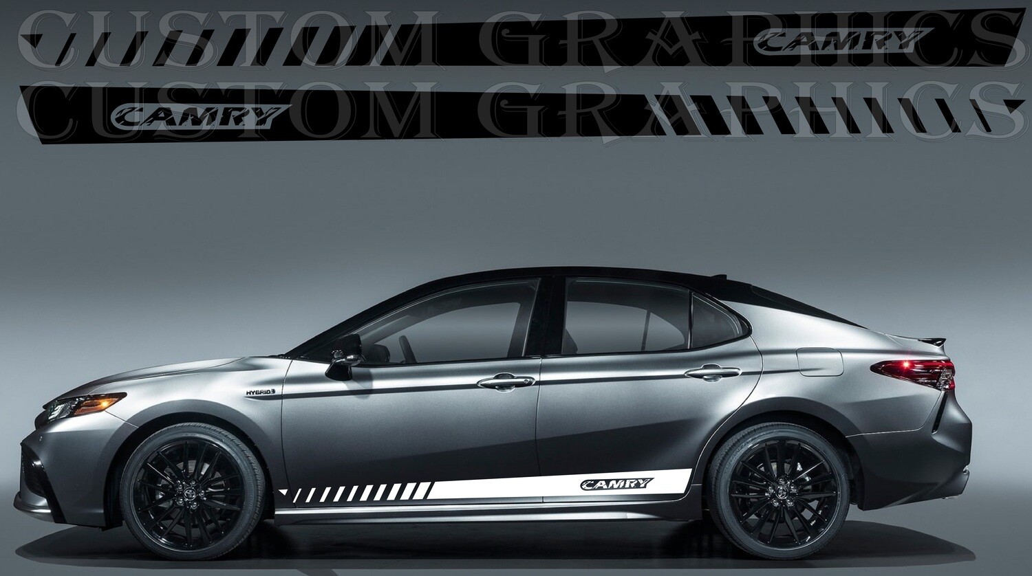 Pair of Sport Side Stripes Decal Sticker Vinyl Compatible with Camry Hybrid 2021
