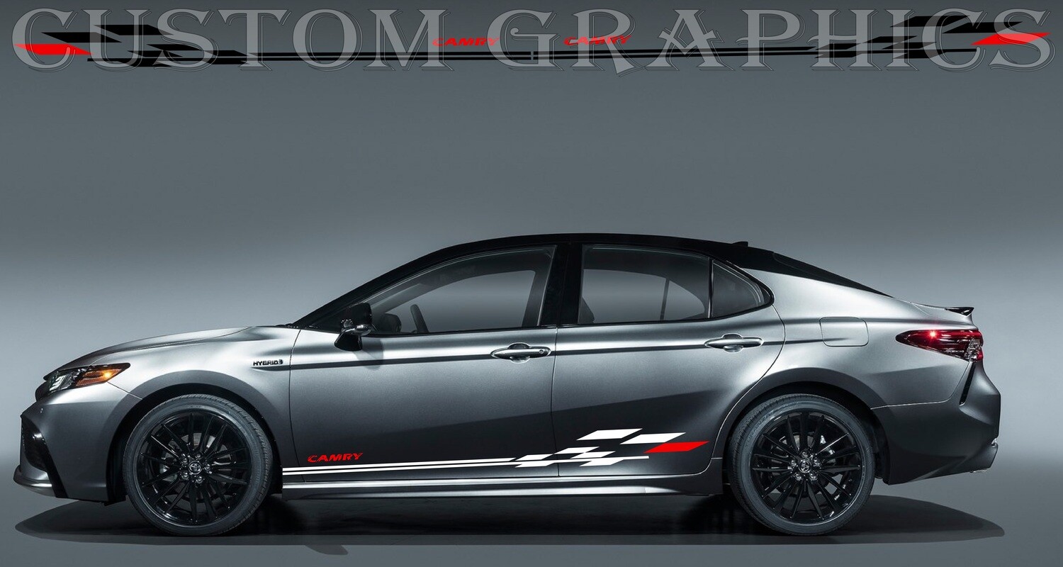 Side Stripe Decal Graphic Sticker Kit Compatible with Camry Hybrid 2021