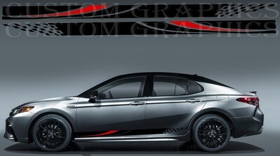 Set of Racing Side Stripes Decal Sticker Graphic Compatible with Camry Hybrid 2021