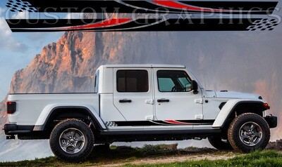 2X Side door stripe vinyl decal graphic sticker Kit Compatible with Gladiator