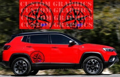 Decal Graphic Sticker Door Sport Stripe Kit Compatible with Compass 2022