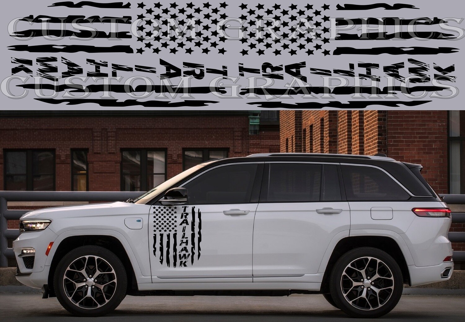 2X Side door stripe vinyl decal graphic sticker Kit Compatible with Grand Cherokee