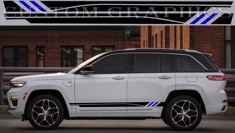 Side Stripe Decal Graphic Sticker Kit Compatible with Grand Cherokee