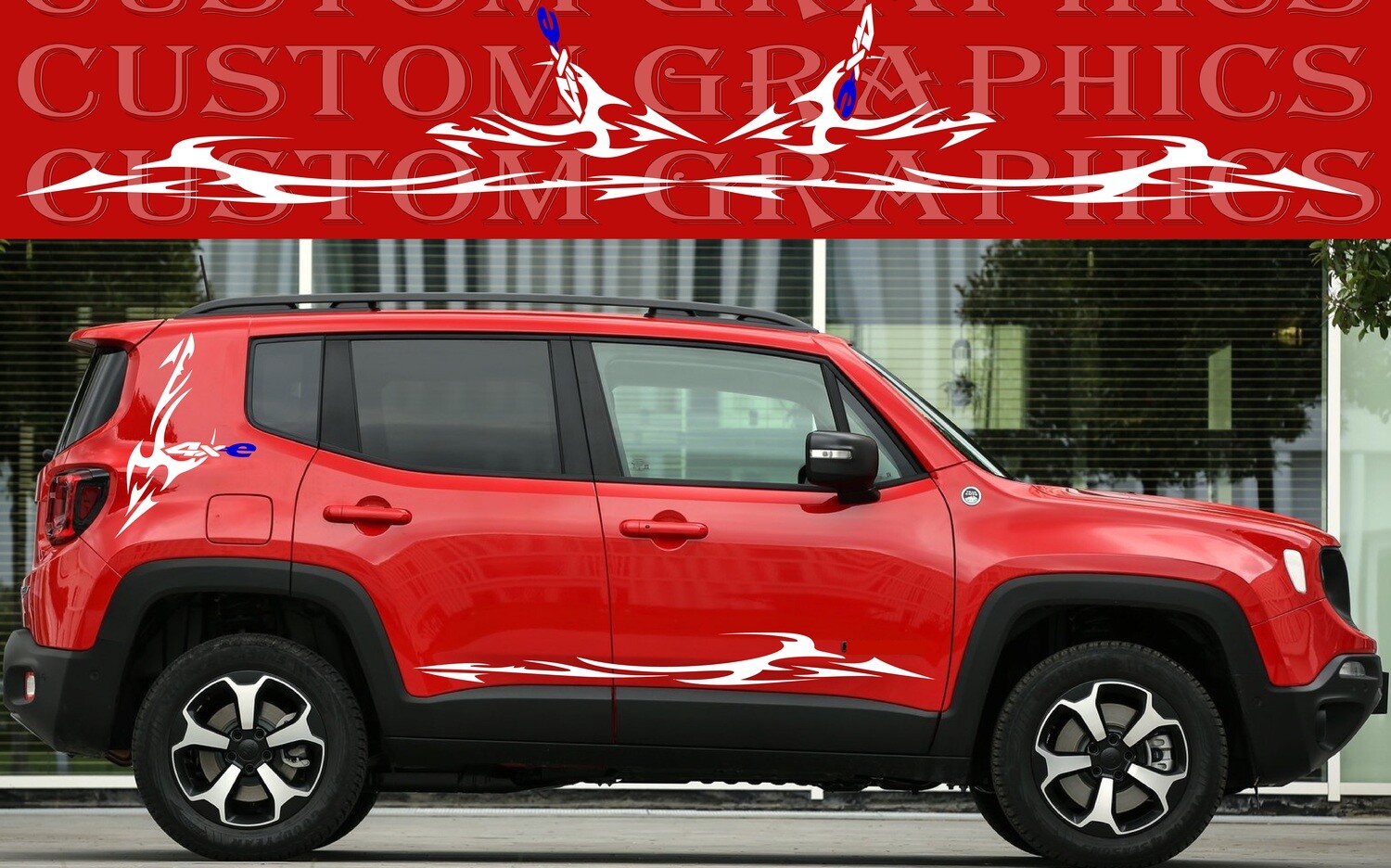 4xDecal Graphic Sticker Door Sport Stripe Kit Compatible with Renegade