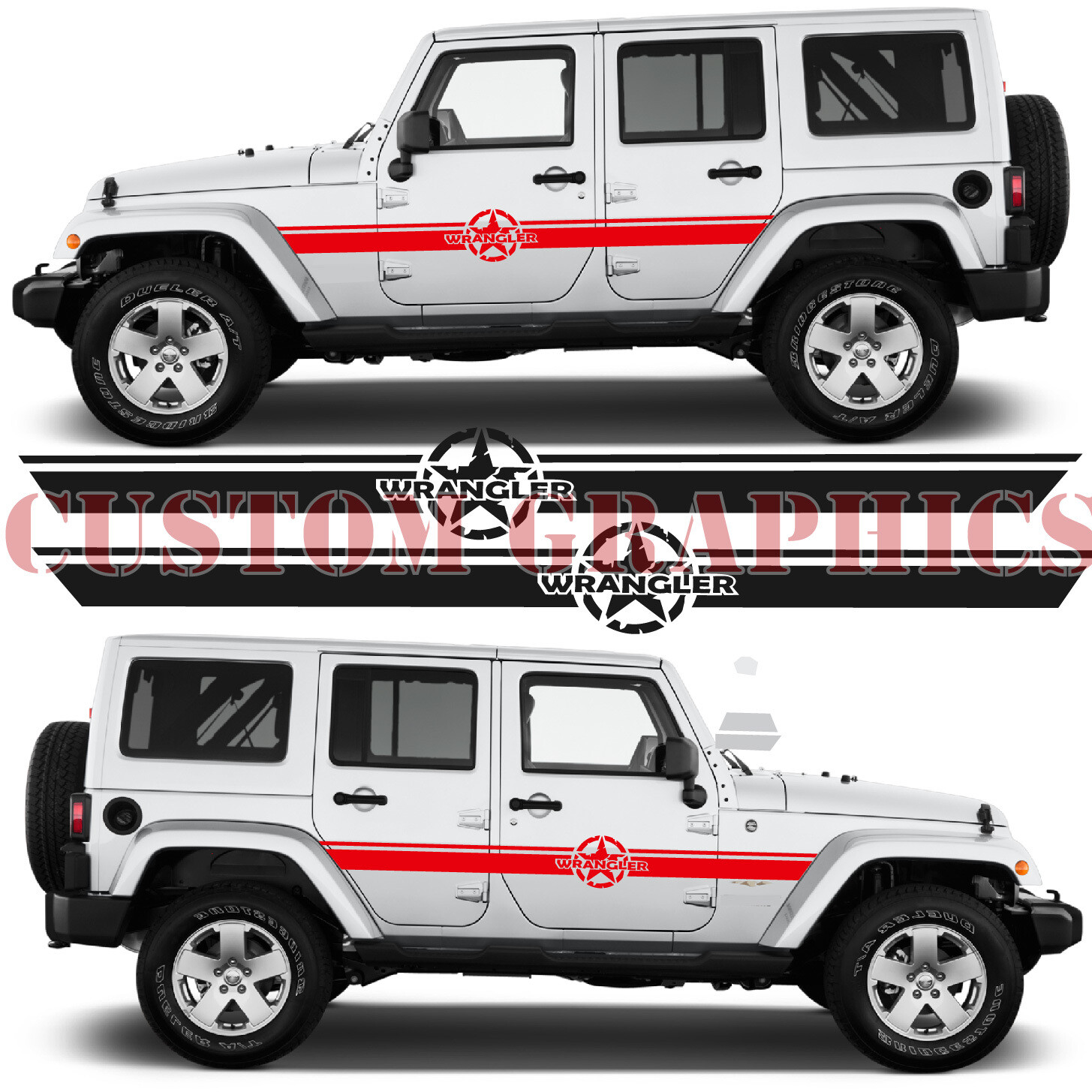 2x body decals side stripes Compatible with Wrangler