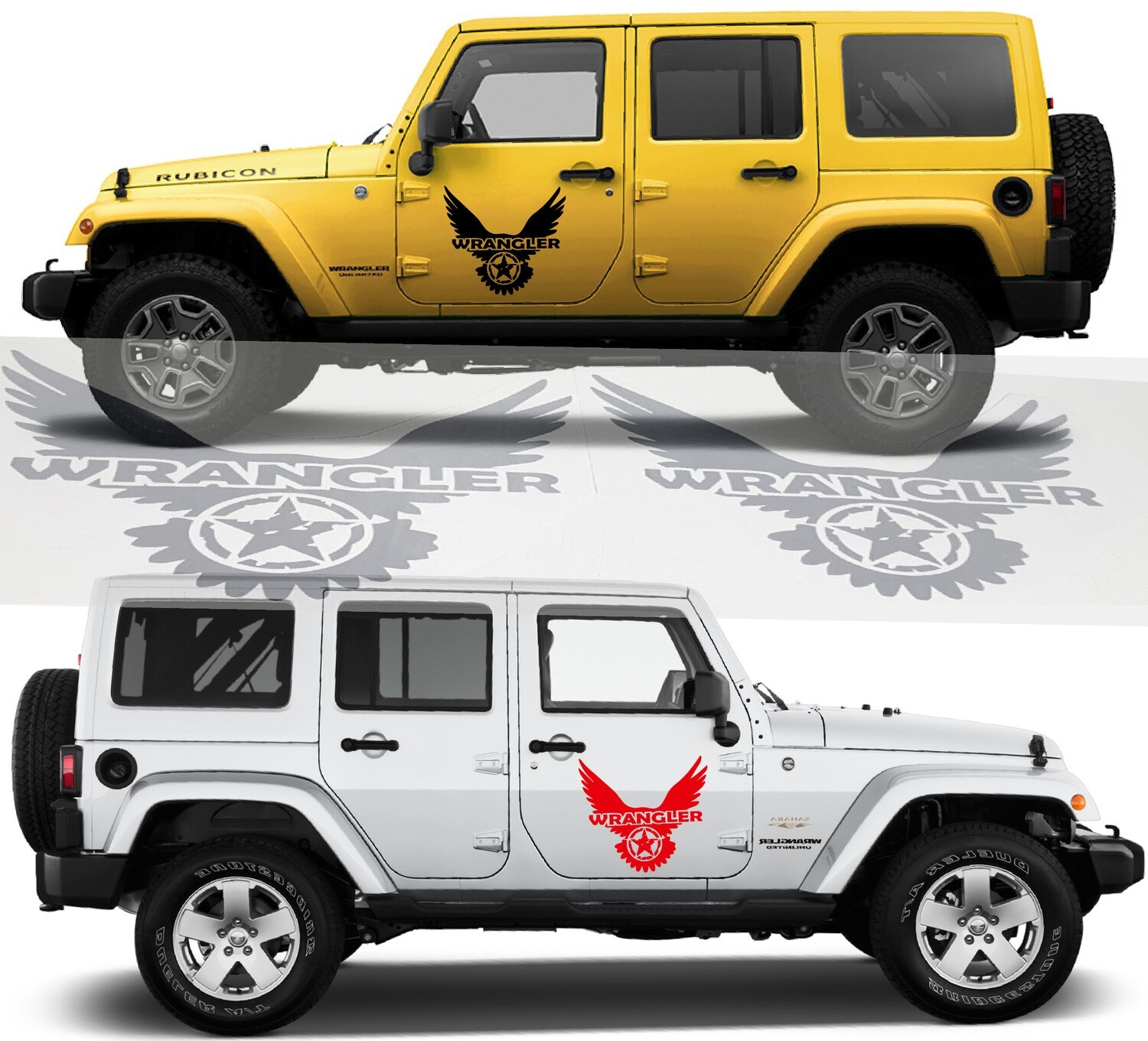 2x body decals side stripe sticker logo Compatible with Wrangler