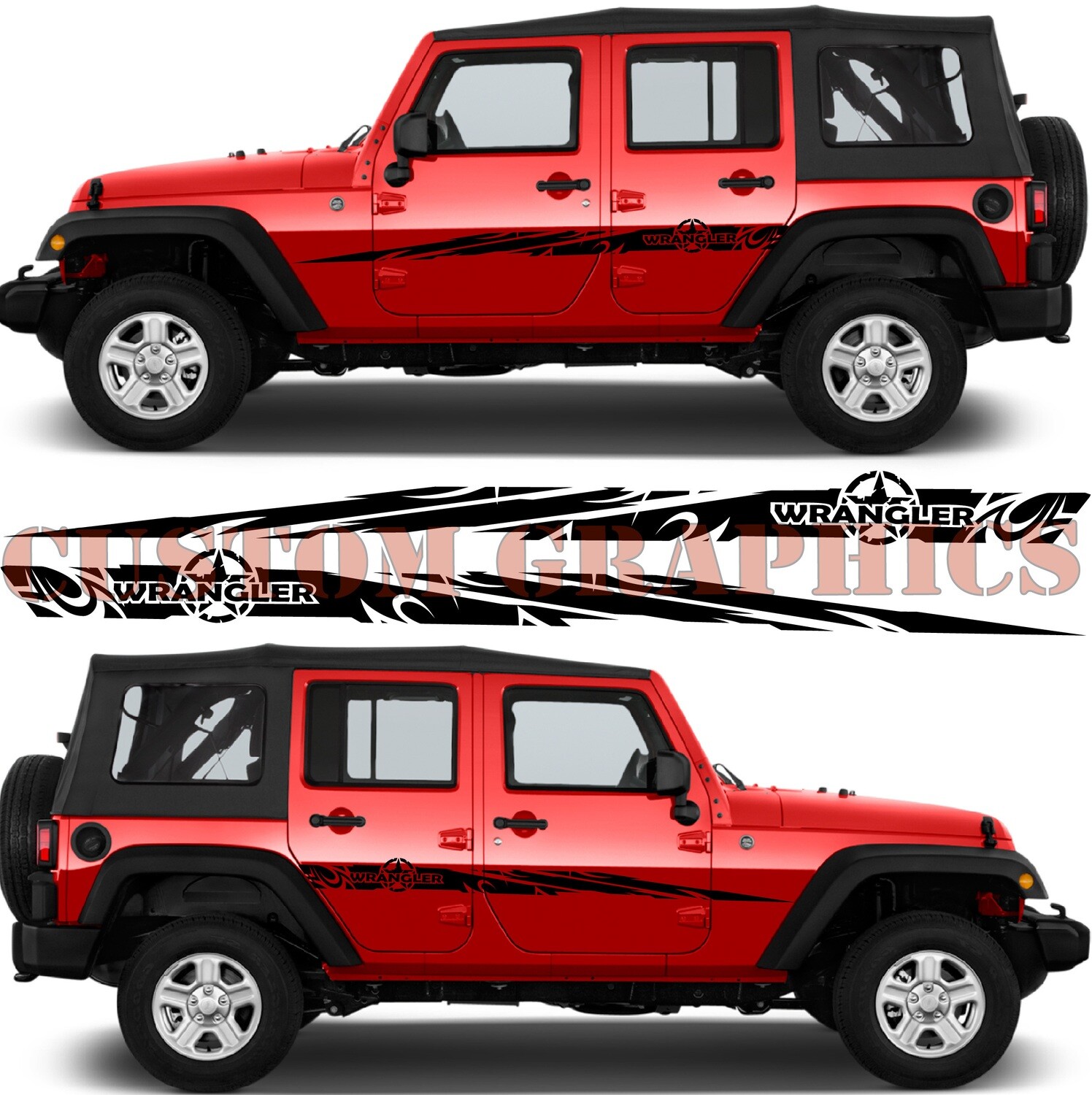 Side door vinyl decal sticker Compatible with Wrangler