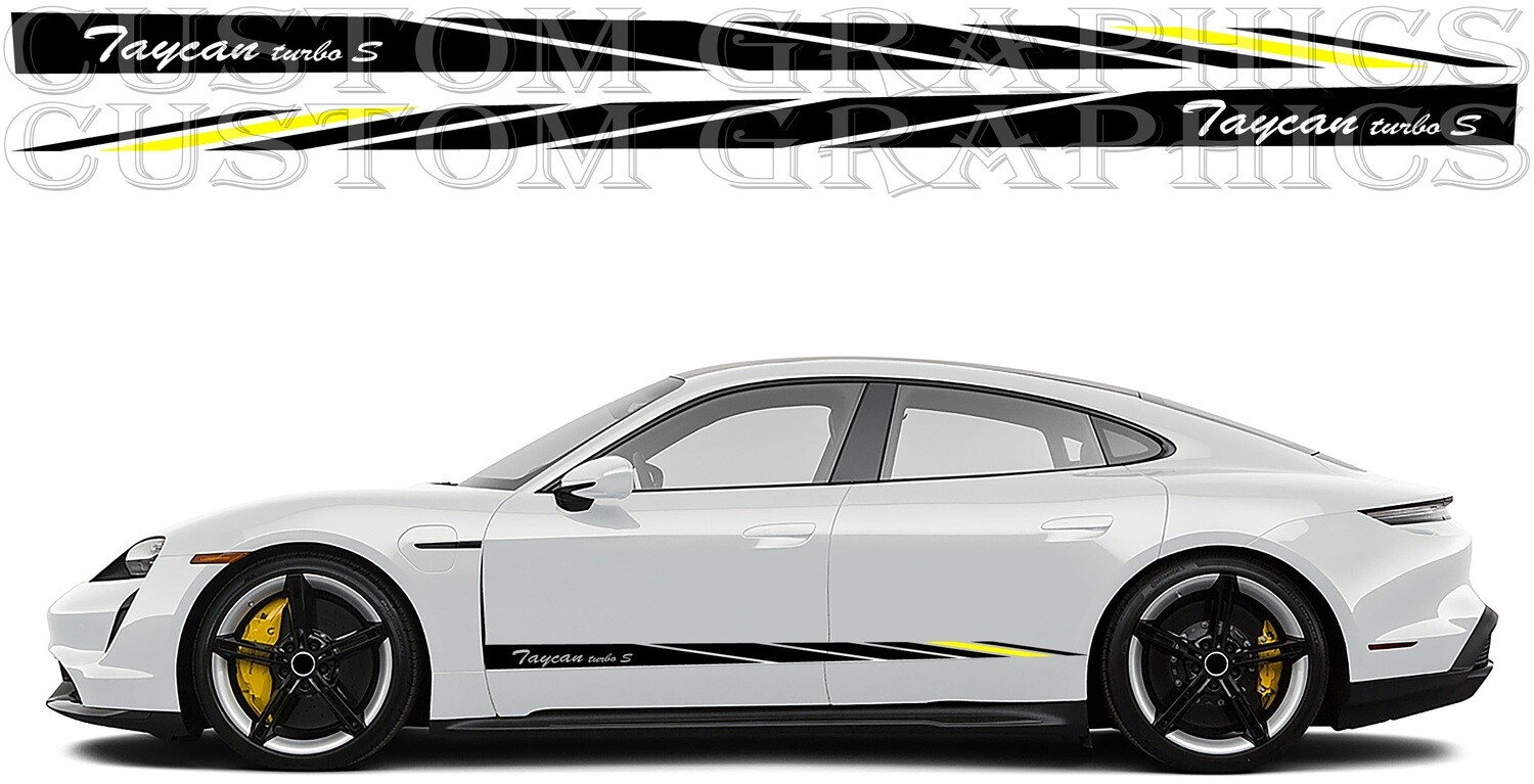 Sport Sticker Decal Side Door Stripes Compatible with Taycan Turbo S Cross Turismo 2022