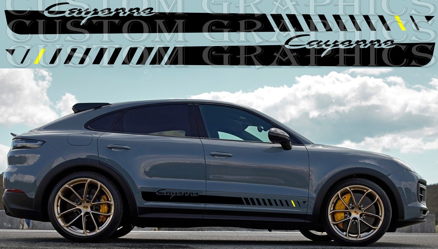 Stripe Decal Graphic stickers Kit Compatible with Cayenne Turbo GT 2022