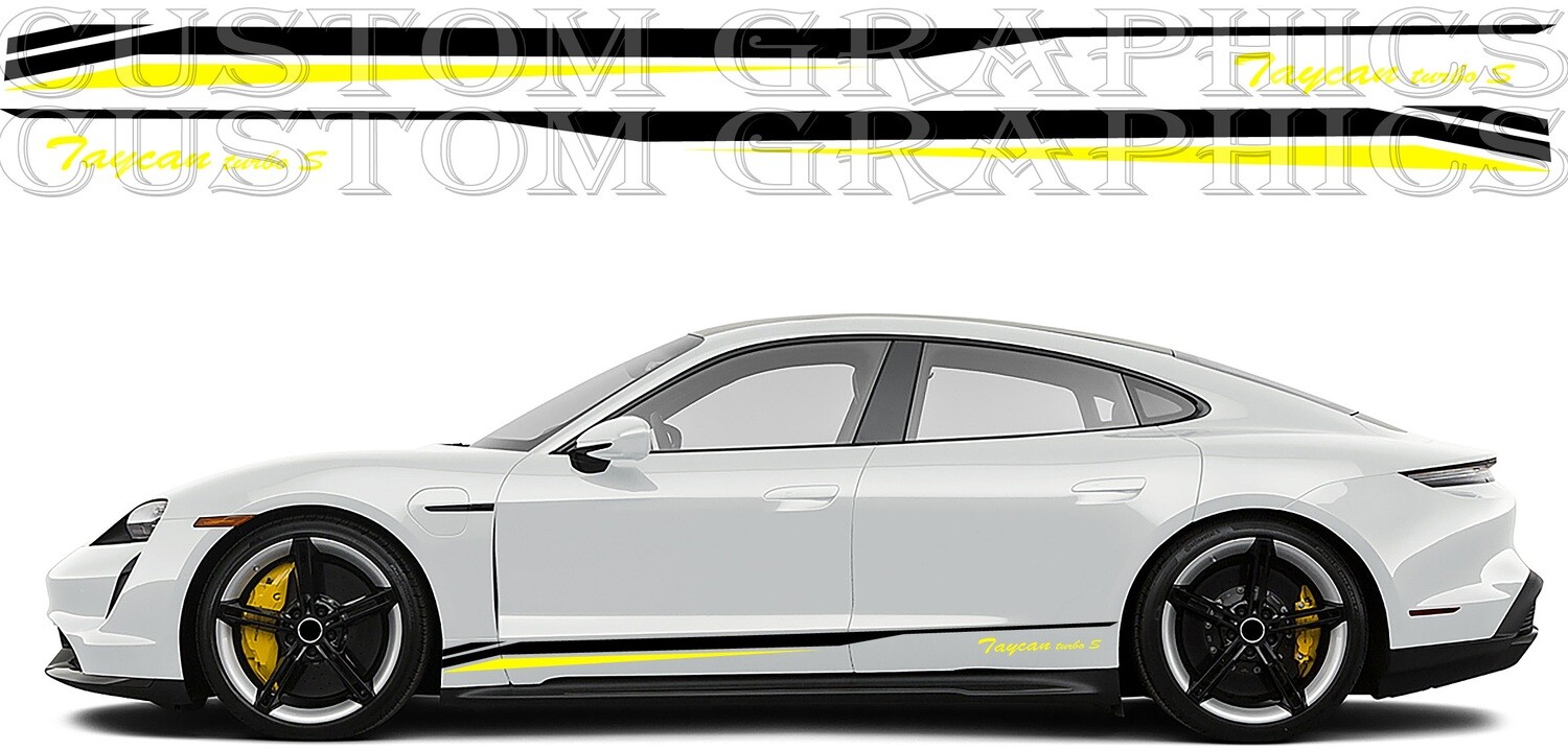 2x body decals side stripe sticker Compatible with Taycan Turbo S Cross Turismo 2022