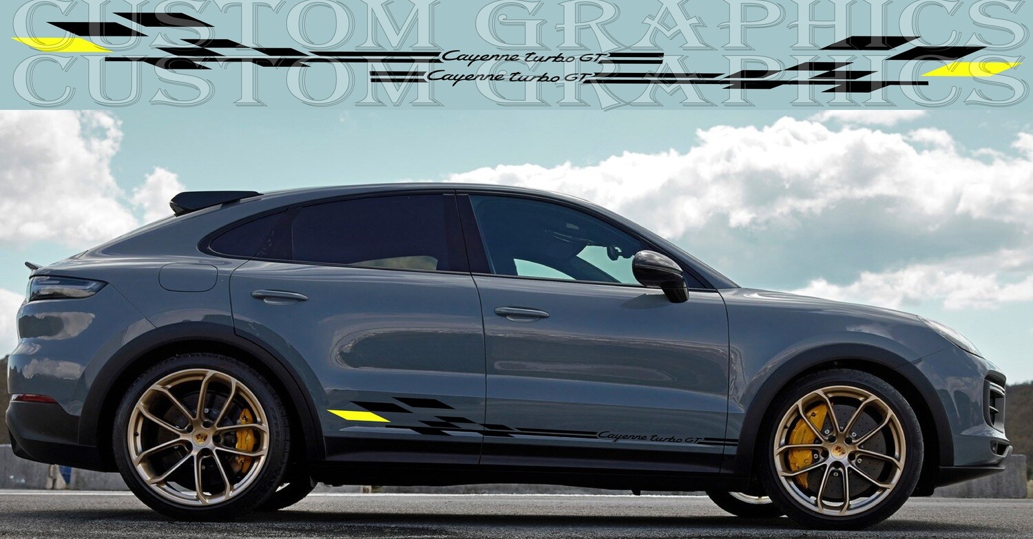 Decal Graphic Sticker Door Sport Stripe Kit Compatible with Cayenne Turbo GT 2022