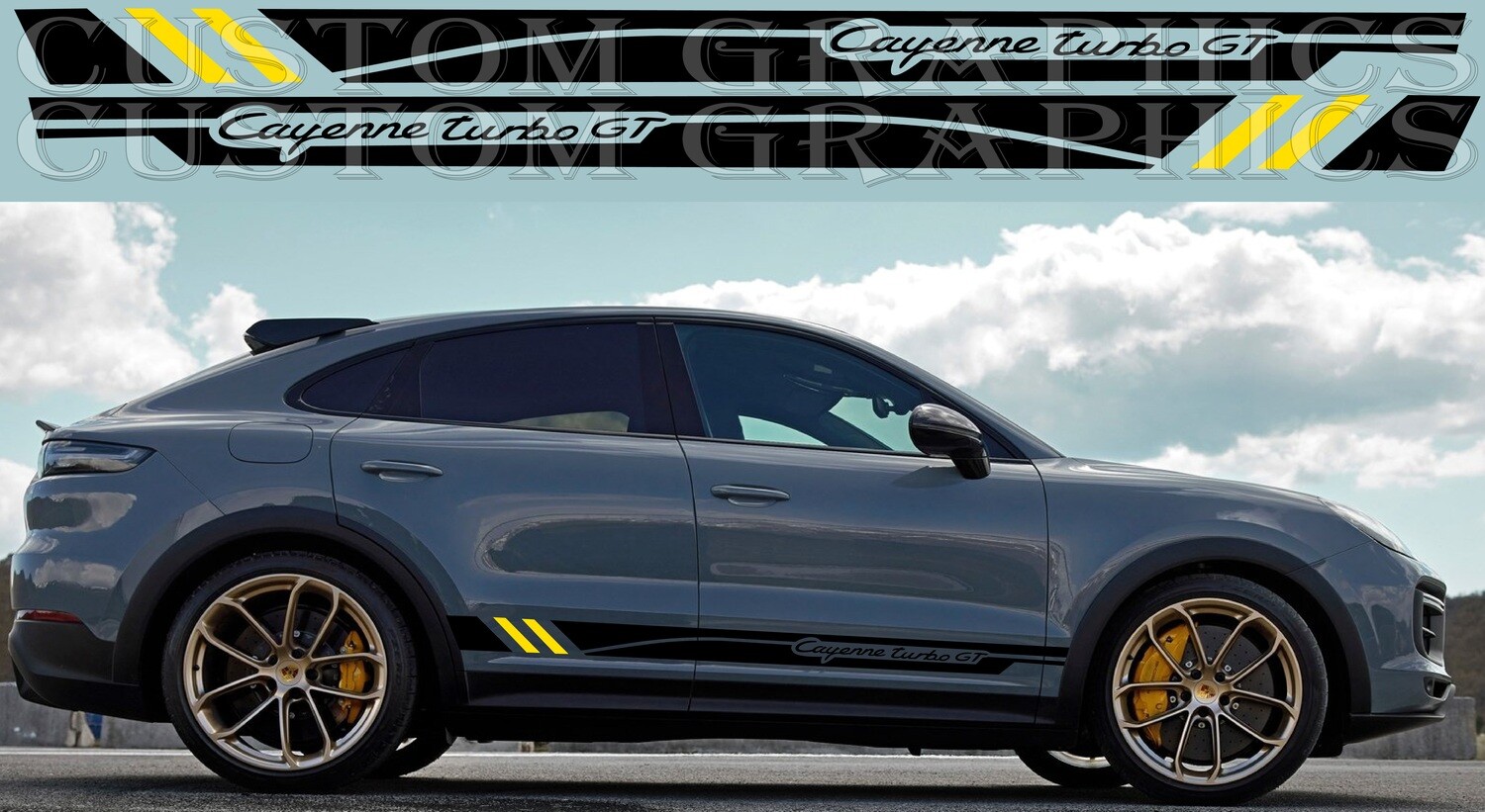 Pair of Sport Side Stripes Decal Sticker Vinyl Compatible with Cayenne Turbo GT 2022