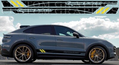 Pair of Sport Side Stripes Decal Sticker Vinyl Compatible with Cayenne Turbo GT 2022