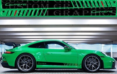 2X Side door stripe vinyl decal graphic sticker Kit Compatible with 911 GT3 Touring Carrera