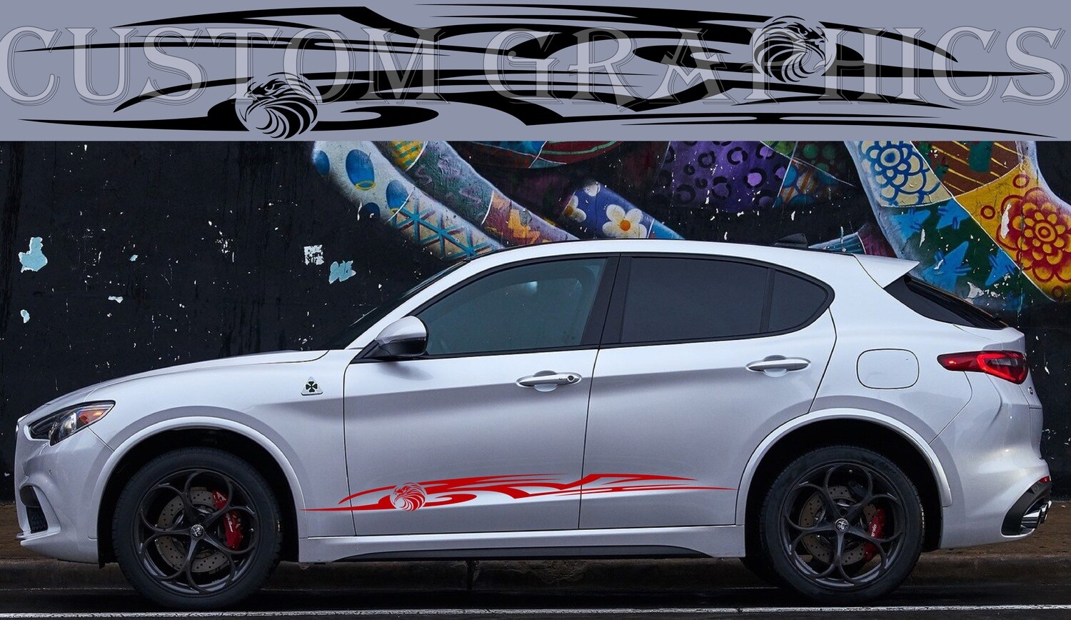 Side door vinyl decal sticker Compatible with Stelvio