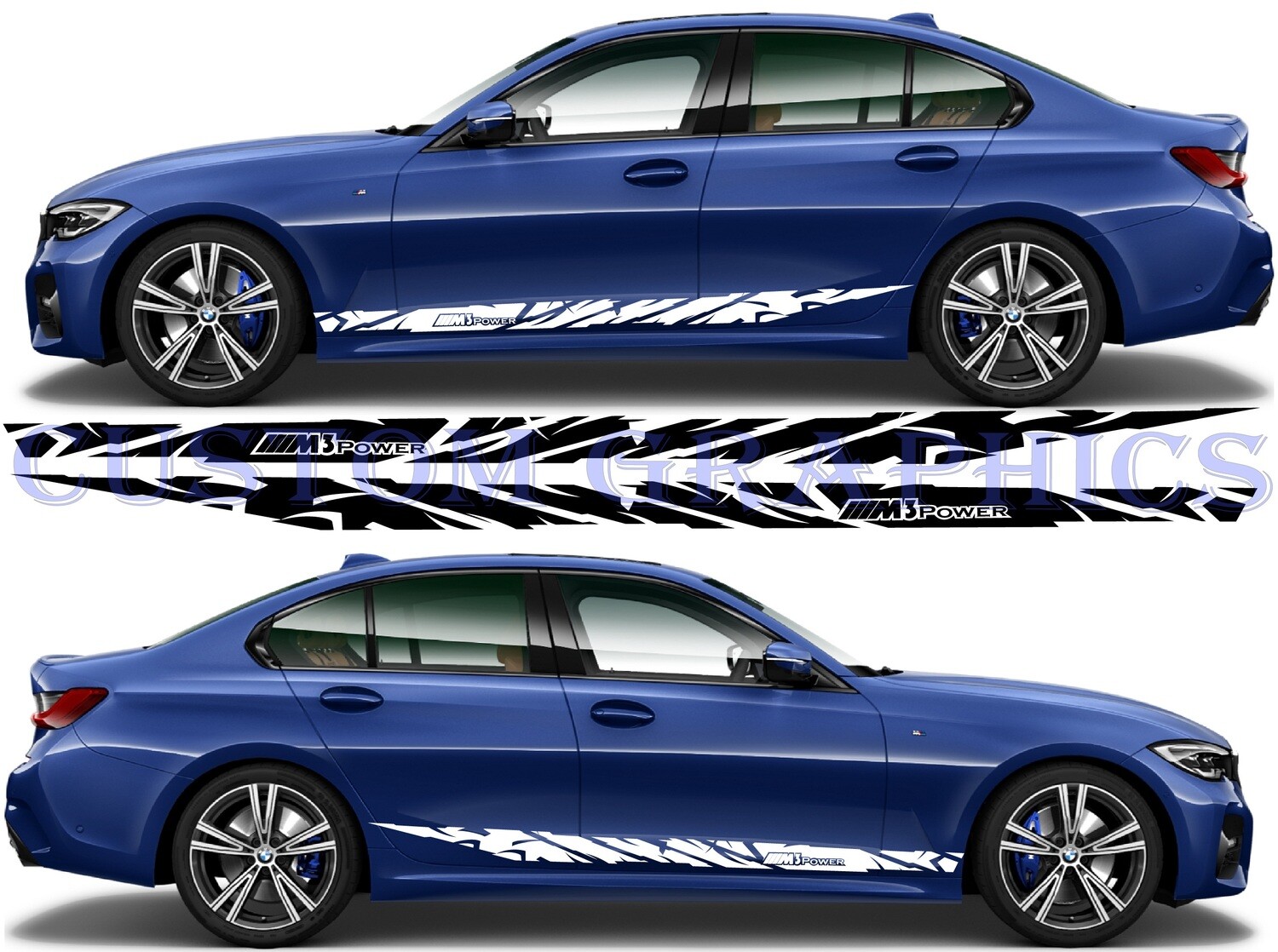 Decal Graphic Sticker Door Sport Stripe Kit Compatible with M3