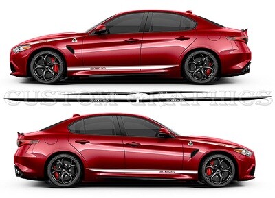 4X Side door stripe vinyl decal graphic sticker Kit Compatible with Giulia