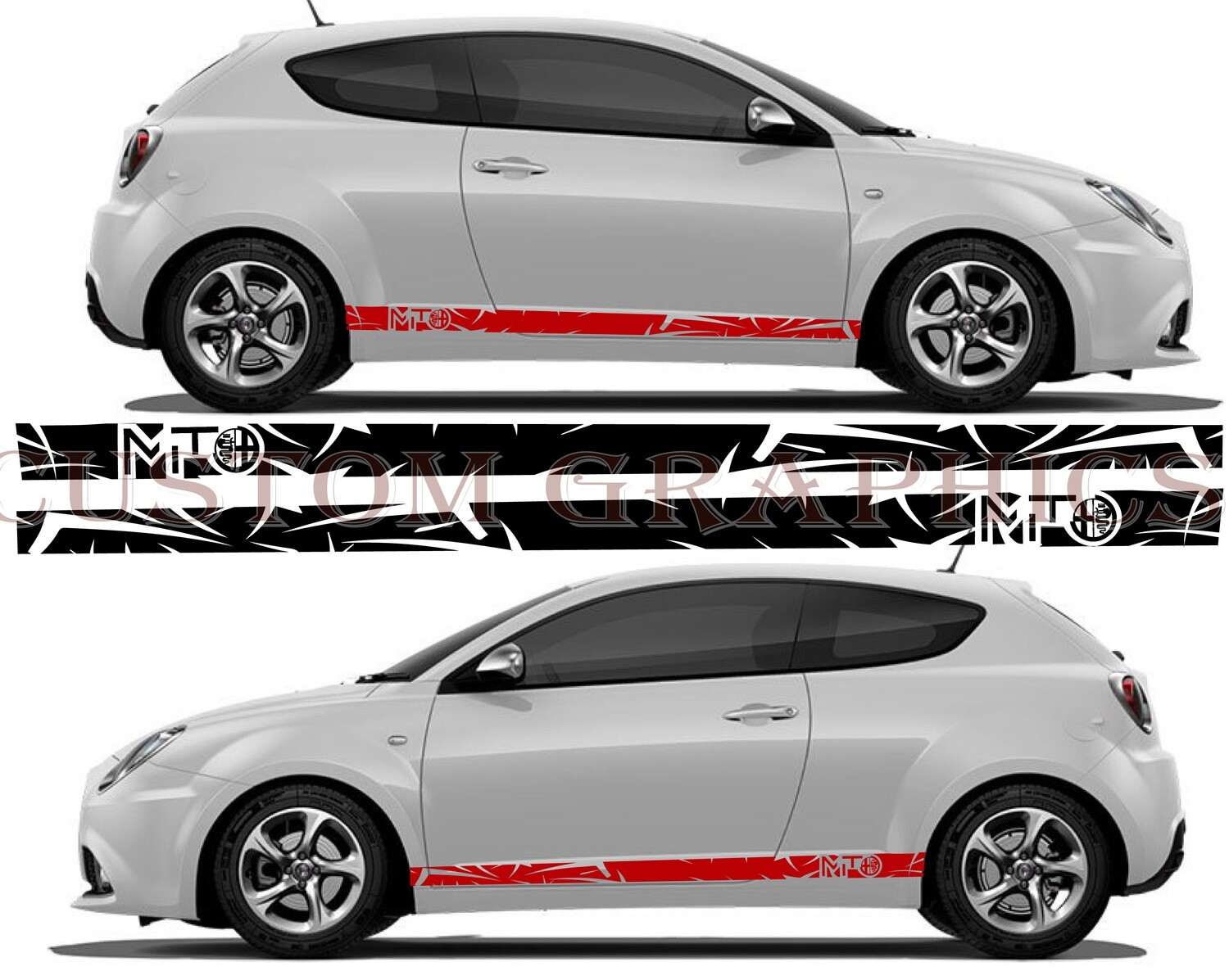 Set of Stickers Decal Stripe body kit Compatible with Mito