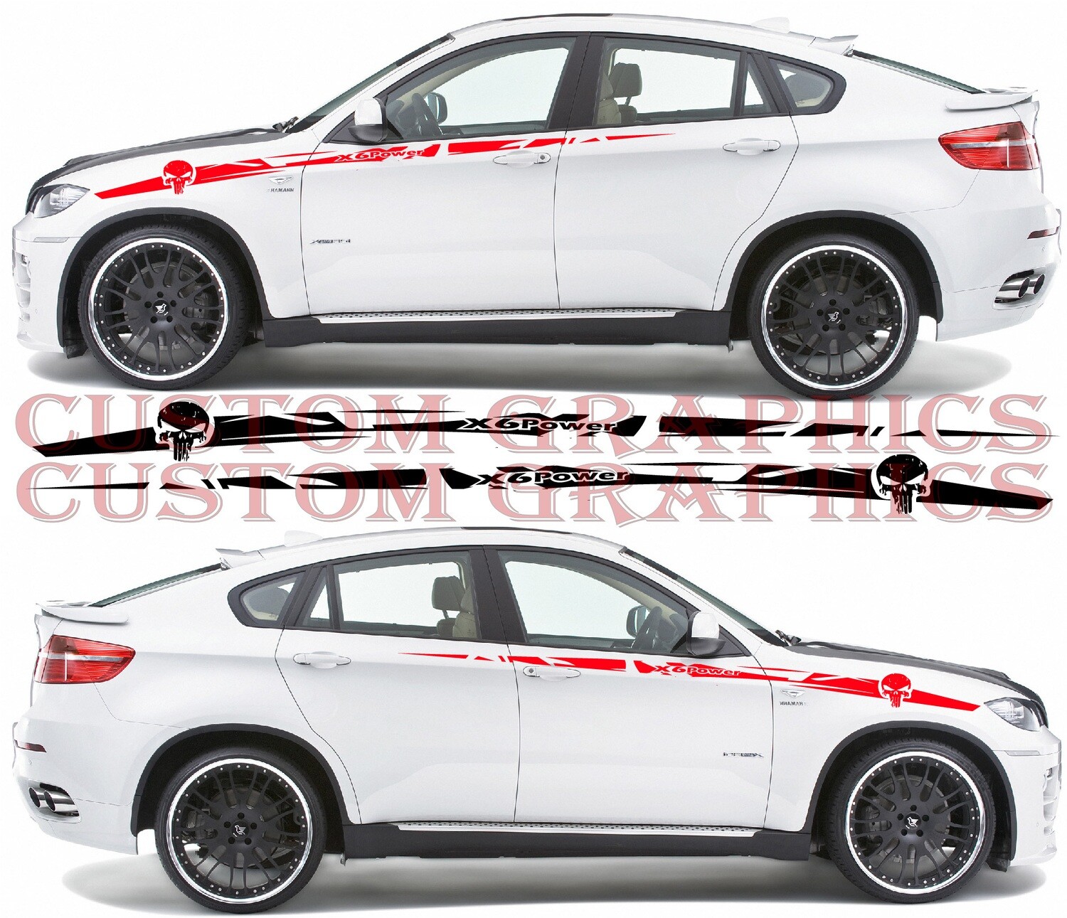 2x body decals side stripe sticker Compatible with X6