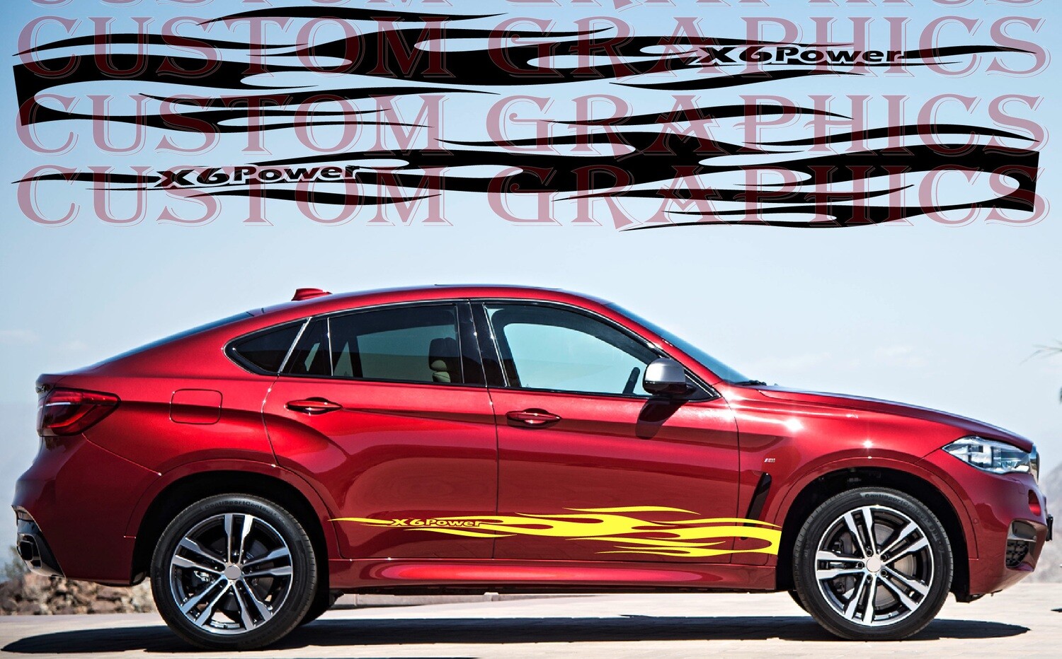 Set of Racing Side Stripes Decal Sticker Graphic Compatible with X6