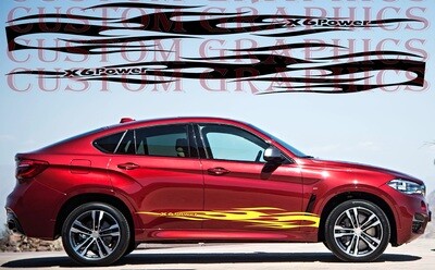 Set of Racing Side Stripes Decal Sticker Graphic Compatible with X6