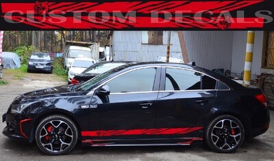 2X Side door stripe vinyl decal graphic sticker Kit Compatible with Cruze