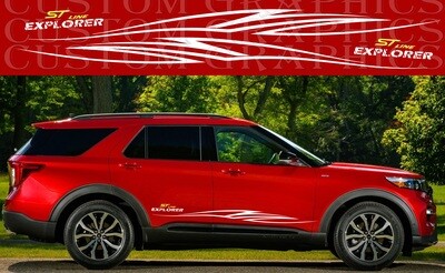 2X Side door stripe vinyl decal graphic sticker Kit Compatible with Explorer ST Line 2022