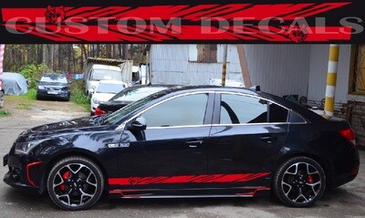 Set of Racing Side Stripes Decal Sticker Graphic Compatible with Cruze