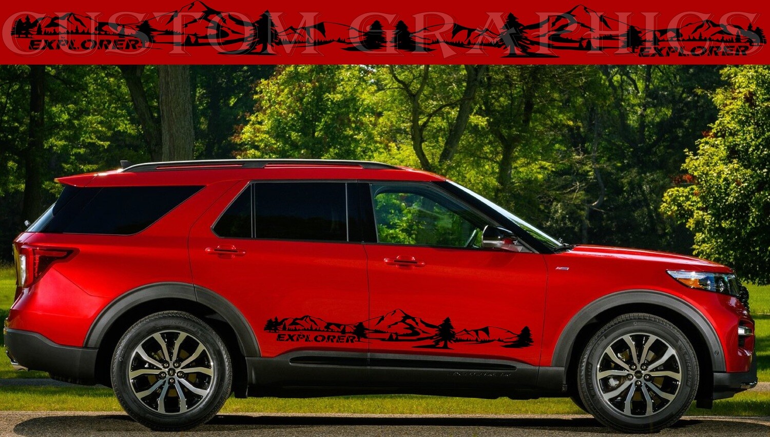 Decal Graphic Sticker Door Sport Stripe Kit Compatible with Explorer ST Line 2022
