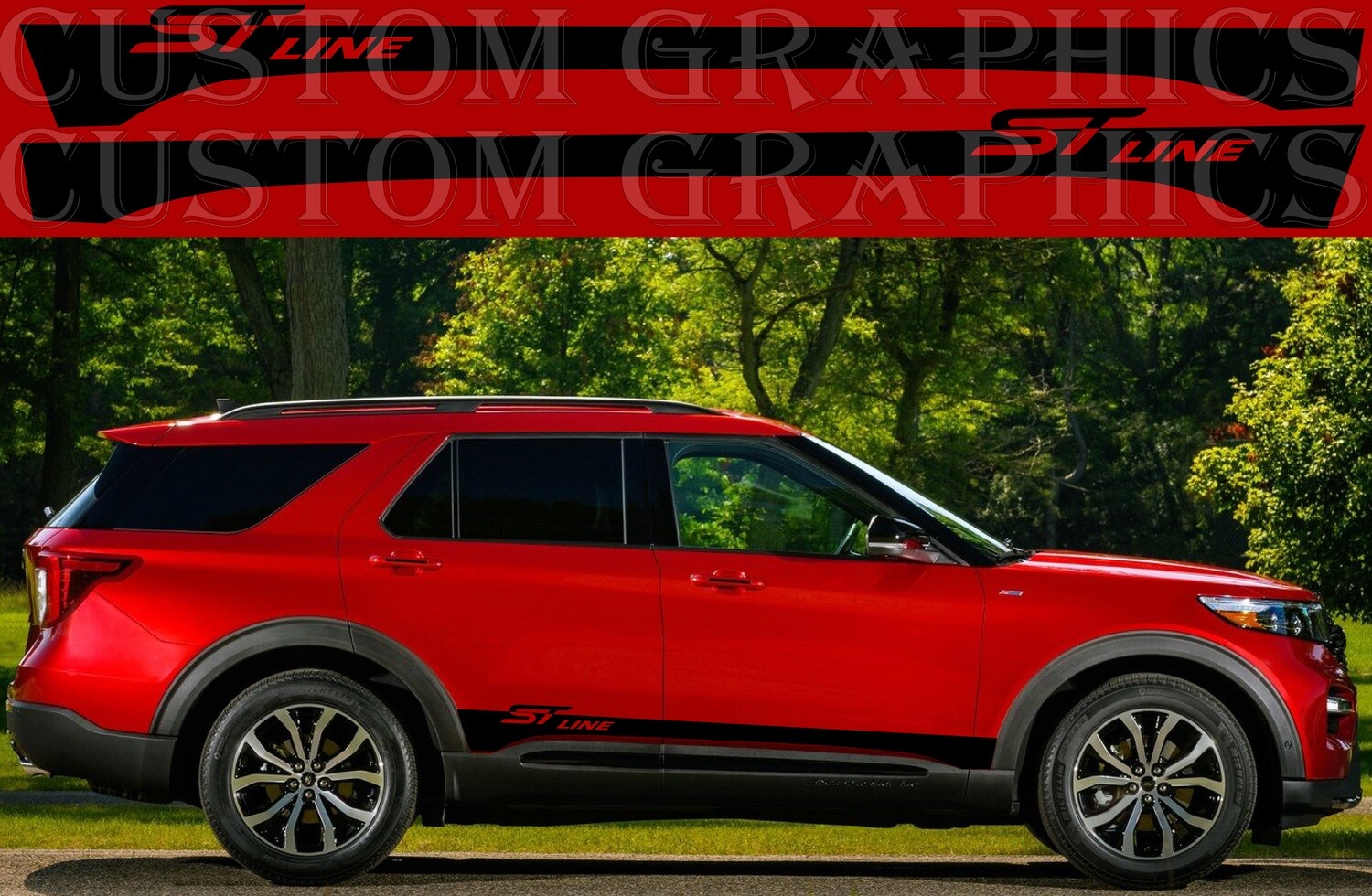 Side Door Stripe Custom kit Stickers Set Kit Compatible with Explorer ST Line 2022