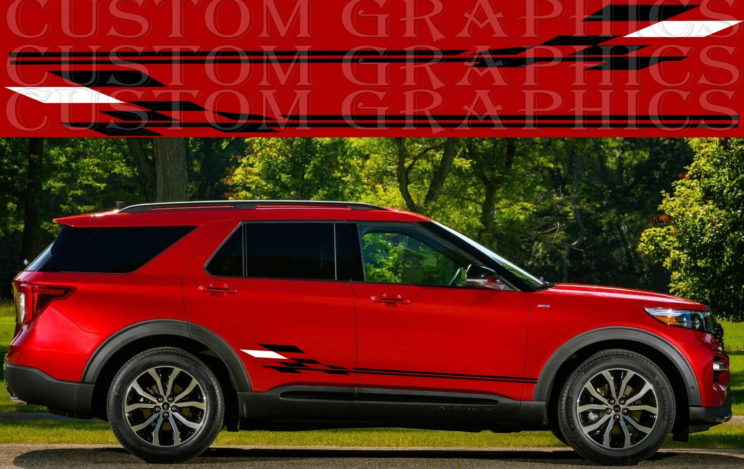 Sport Sticker Decal Side Door Stripes Compatible with Explorer ST Line 2022