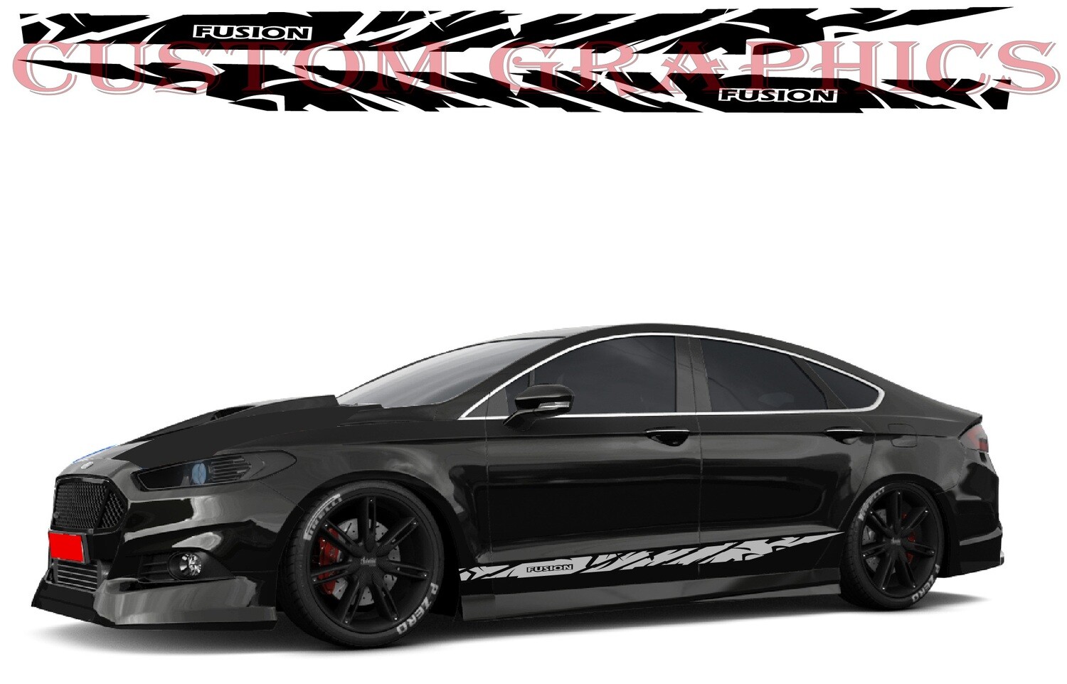Set of Racing Side Stripes Decal Sticker Graphic Compatible with Fusion