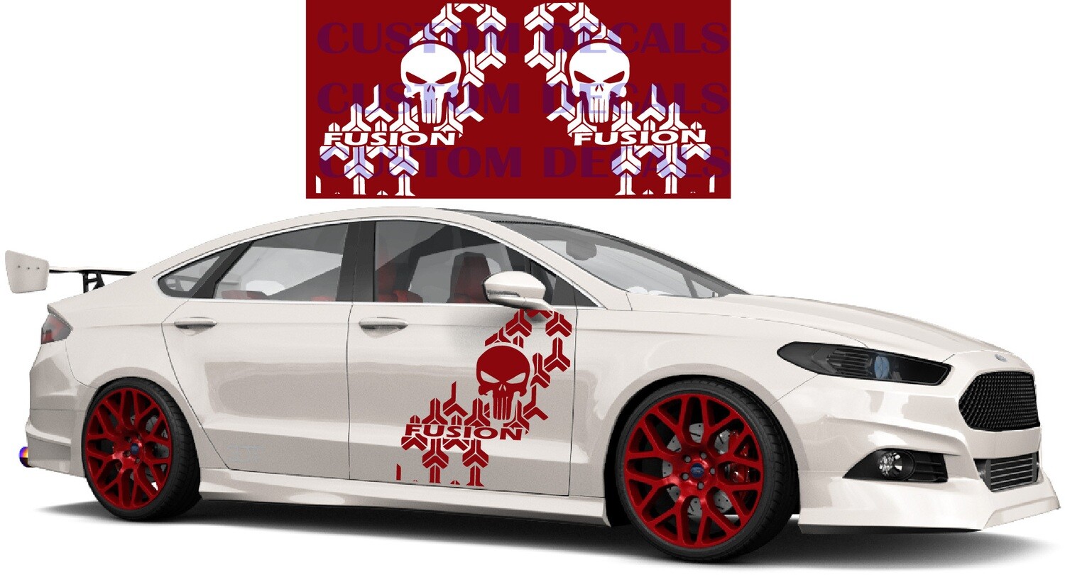 Sport Side door sticker racing design Compatible with Fusion