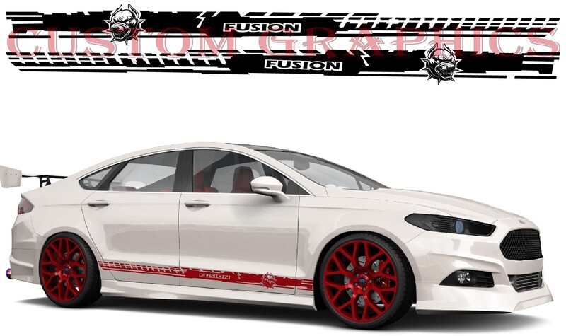 2X Side door stripe vinyl decal graphic sticker Kit Compatible with Fusion