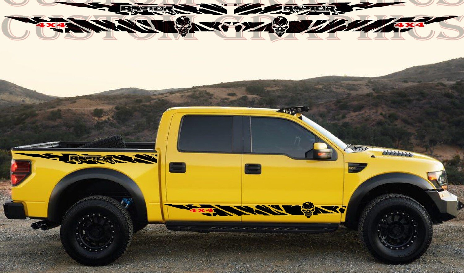 4x Custom Auto Vinyl Graphics Compatible with Raptor F-150