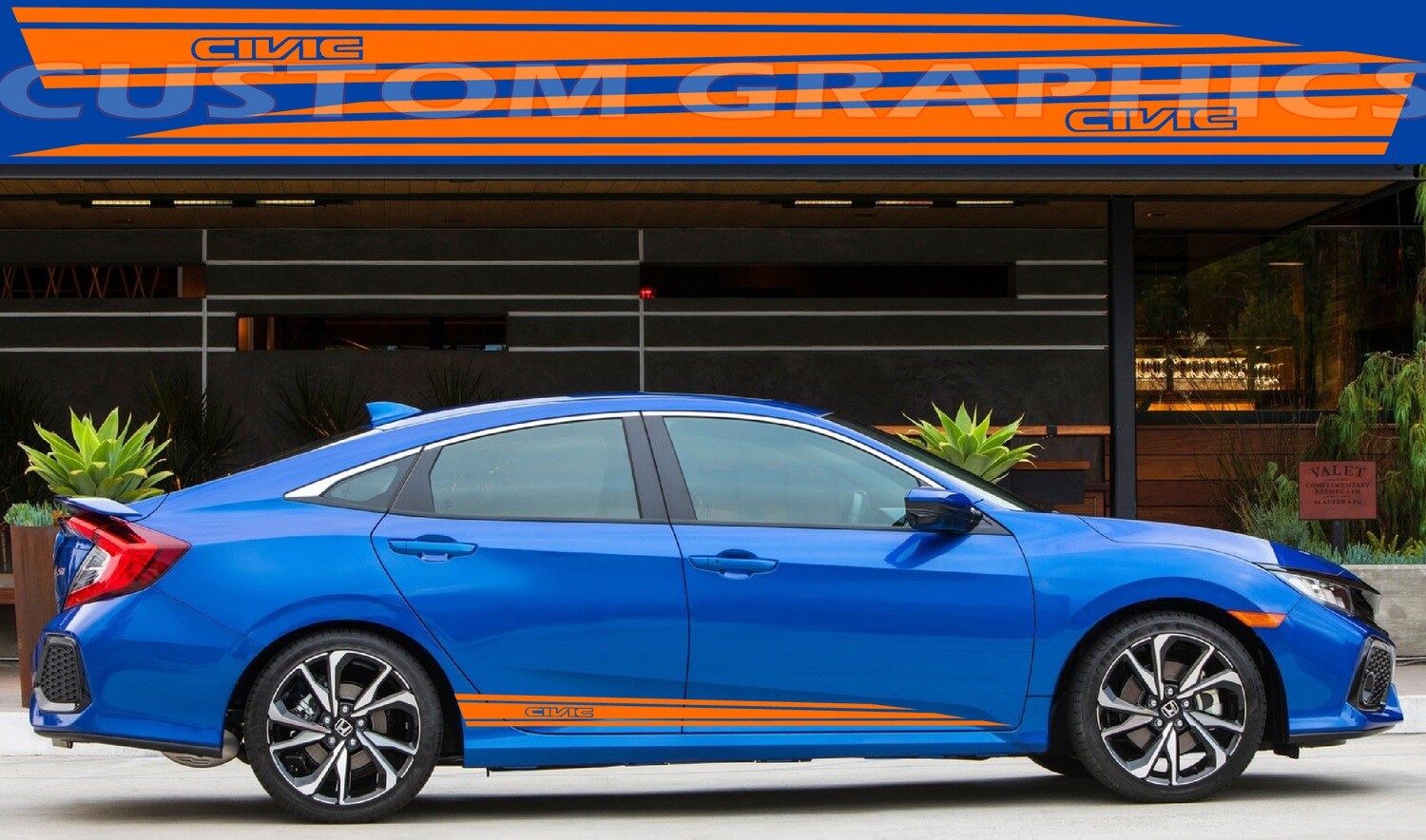 Set of Racing Side Stripes Decal Sticker Compatible with Civic